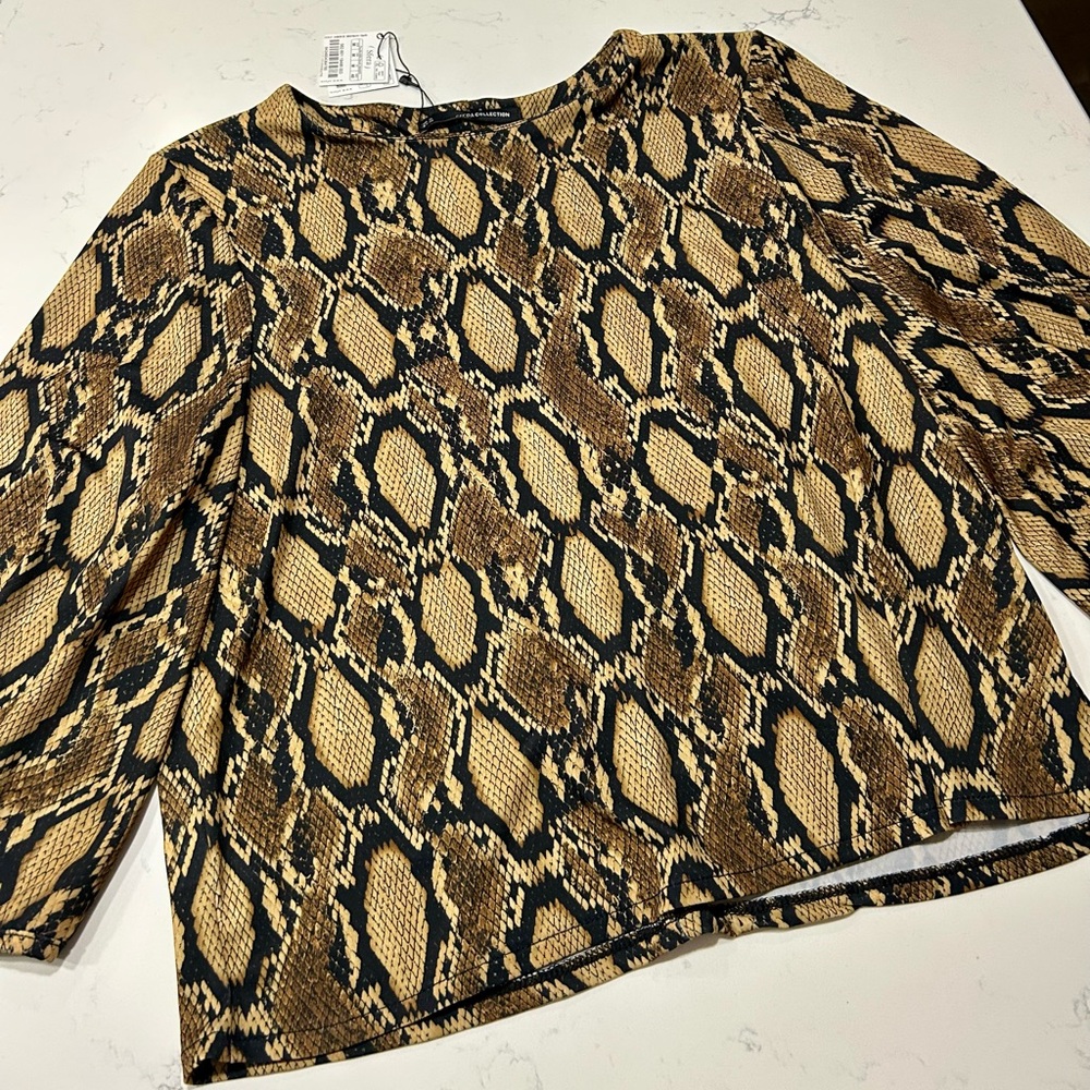 SFERRA Collection Snakeskin Printed Blouse Long Sleeve - Women’s Size Medium